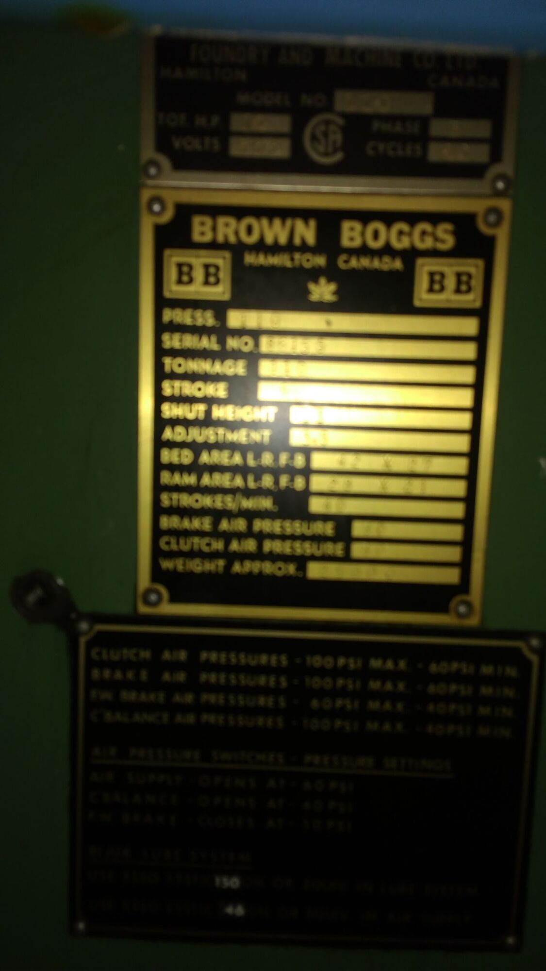 Brown Boggs 20LJ Presses, GAP FRAME, (Single Crank) - See Also P6185, P6209 | Industrial Machinery Exchange Inc.